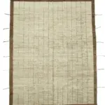 Tribal Modern Dizayn Bej Pamuk Üzerine Yün El Dokuma Halı-285x365