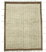 Tribal Modern Dizayn Bej Pamuk Üzerine Yün El Dokuma Halı-285x365