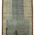 Tribal Modern Dizayn Kahverengi Pamuk Üzerine Yün El Dokuma Halı-286x380