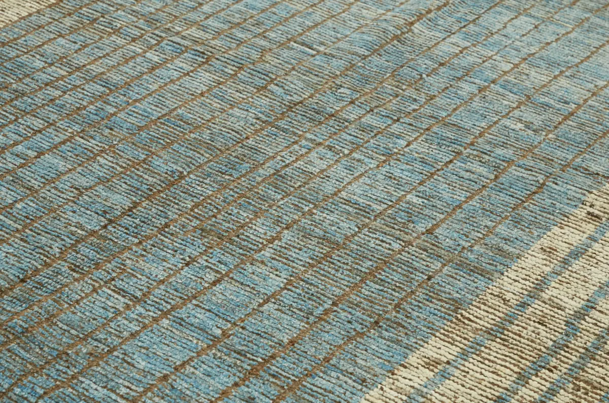 Tribal Modern Dizayn Kahverengi Pamuk Üzerine Yün El Dokuma Halı-286x380 - Görsel 5