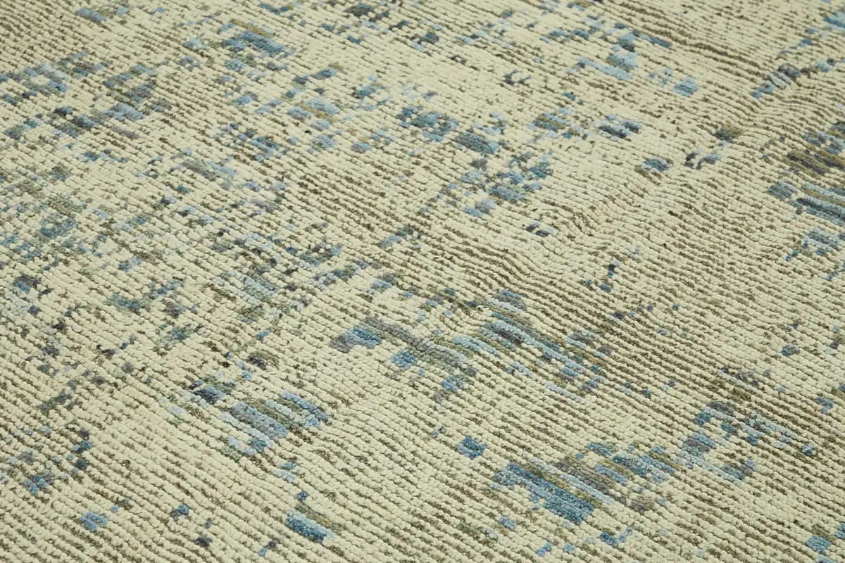 Tribal Modern Dizayn Multi Pamuk Üzerine Yün El Dokuma Halı-305x370 - Görsel 5