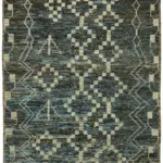 Tribal Modern Dizayn Kahverengi Pamuk Üzerine Yün El Dokuma Halı-283x344