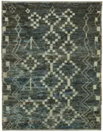 Tribal Modern Dizayn Kahverengi Pamuk Üzerine Yün El Dokuma Halı-283x344