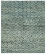 Tribal Modern Dizayn Mavi Pamuk Üzerine Yün El Dokuma Halı-250x300