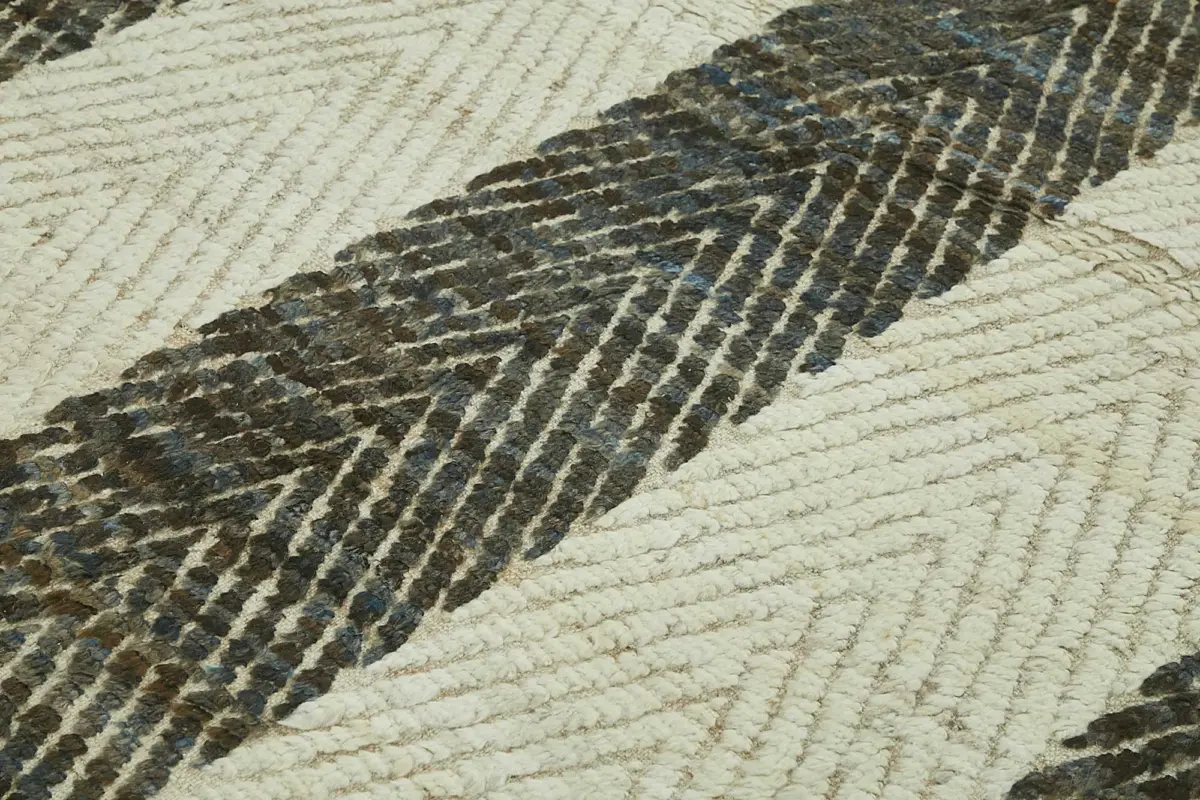 Tribal Modern Dizayn Bej Pamuk Üzerine Yün El Dokuma Halı-271x357 - Görsel 5