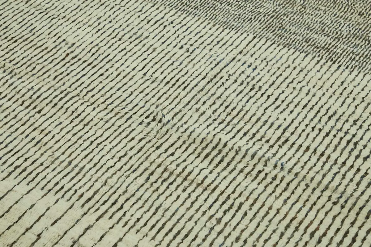 Tribal Modern Dizayn Bej Pamuk Üzerine Yün El Dokuma Halı-247x342 - Görsel 5