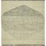 Tribal Modern Dizayn Bej Pamuk Üzerine Yün El Dokuma Halı-267x305