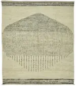 Tribal Modern Dizayn Bej Pamuk Üzerine Yün El Dokuma Halı-267x305