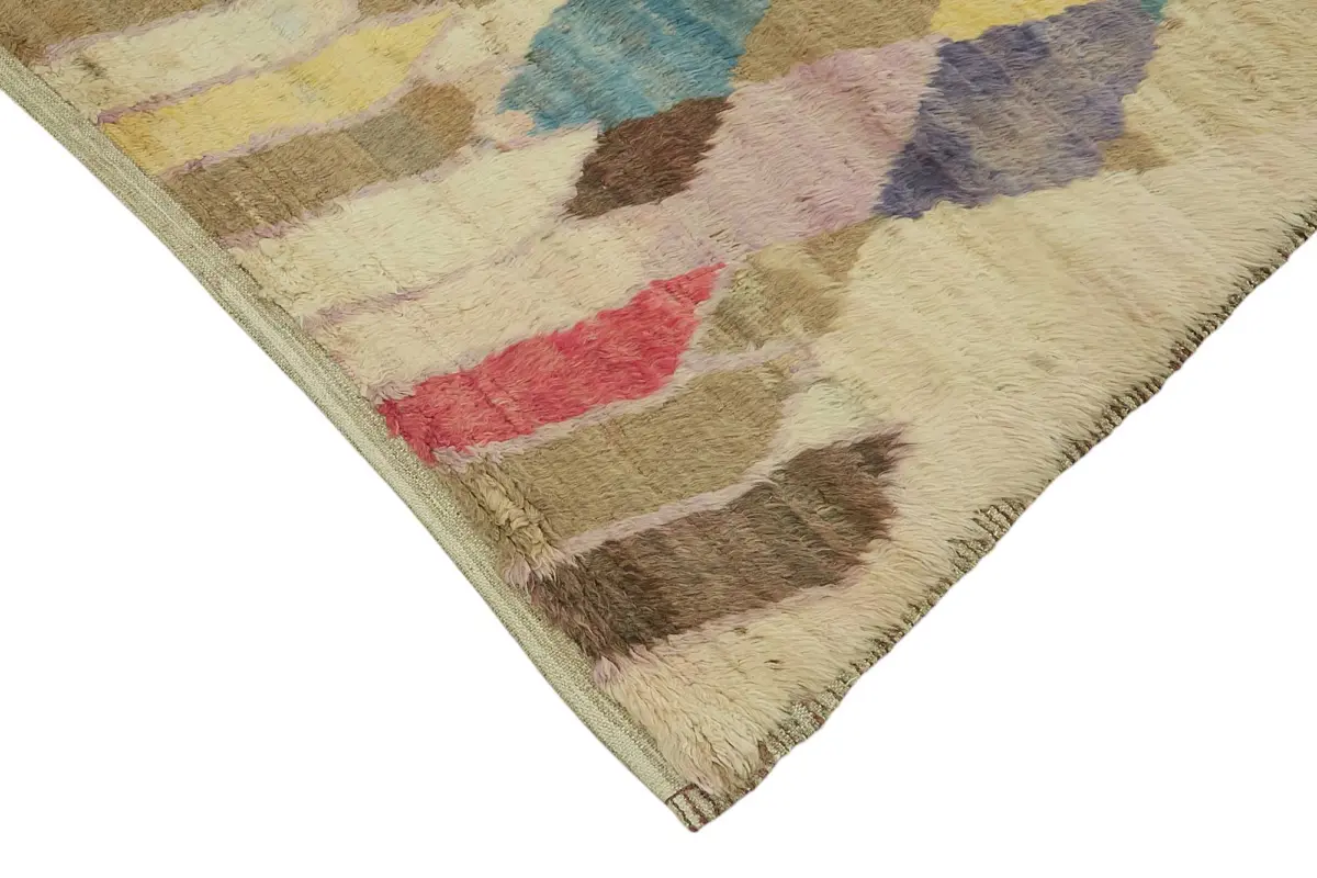 Tribal Modern Dizayn Multi Pamuk Üzerine Yün El Dokuma Halı-243x310 - Görsel 4