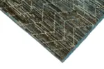 Tribal Modern Dizayn Mavi Pamuk Üzerine Yün El Dokuma Halı-090x320 - Görsel 4