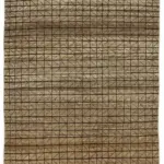 Tribal Modern Dizayn Kahverengi Pamuk Üzerine Yün El Dokuma Halı-152x320