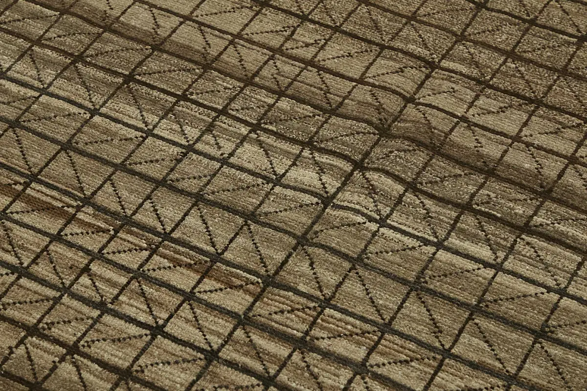 Tribal Modern Dizayn Kahverengi Pamuk Üzerine Yün El Dokuma Halı-152x320 - Görsel 5