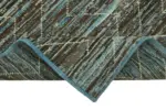 Tribal Modern Dizayn Mavi Pamuk Üzerine Yün El Dokuma Halı-086x335 - Görsel 6