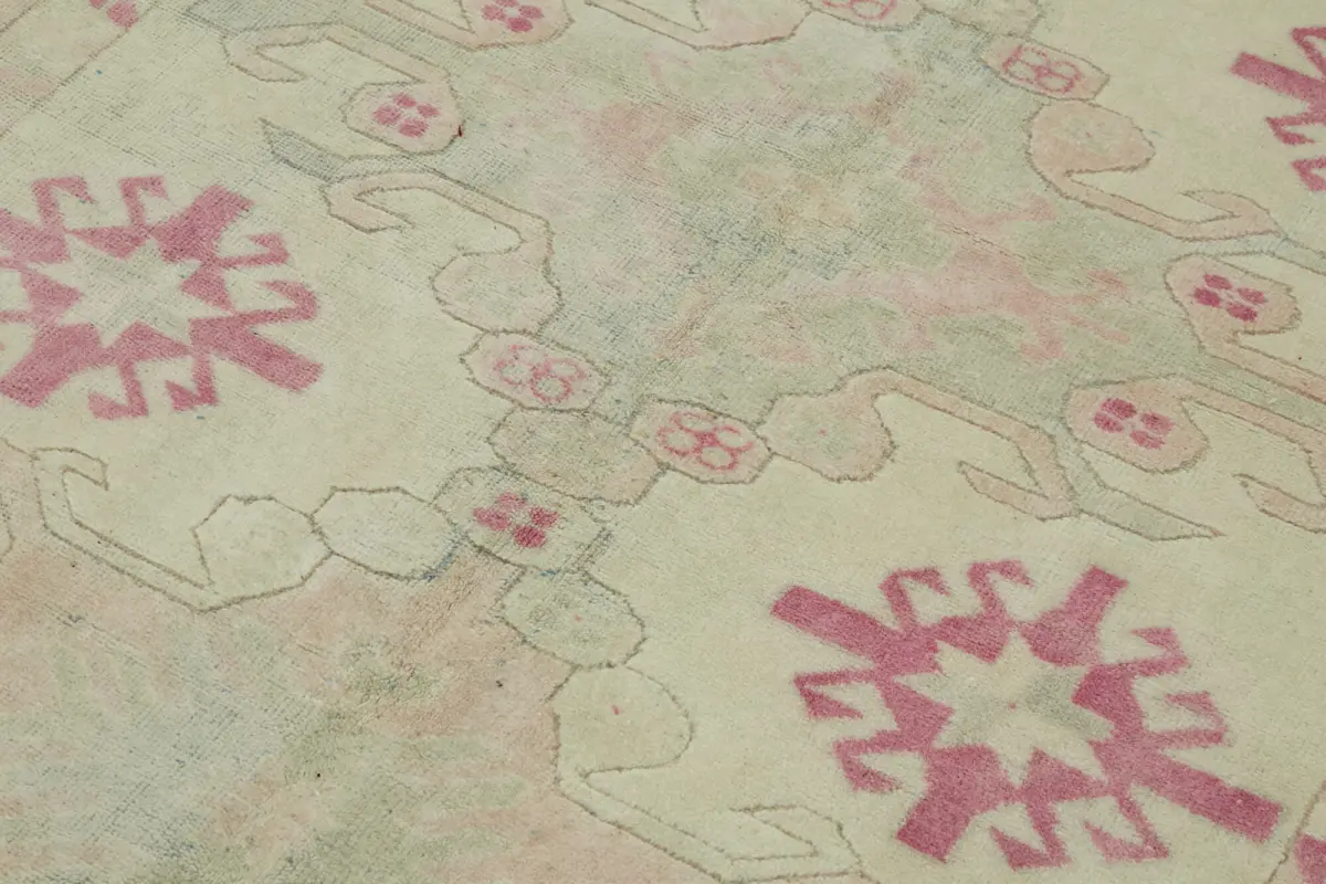 Anadolu Eskitme Bej Pamuk Üzerine Yün El Dokuma Halı-153x245 - Görsel 5