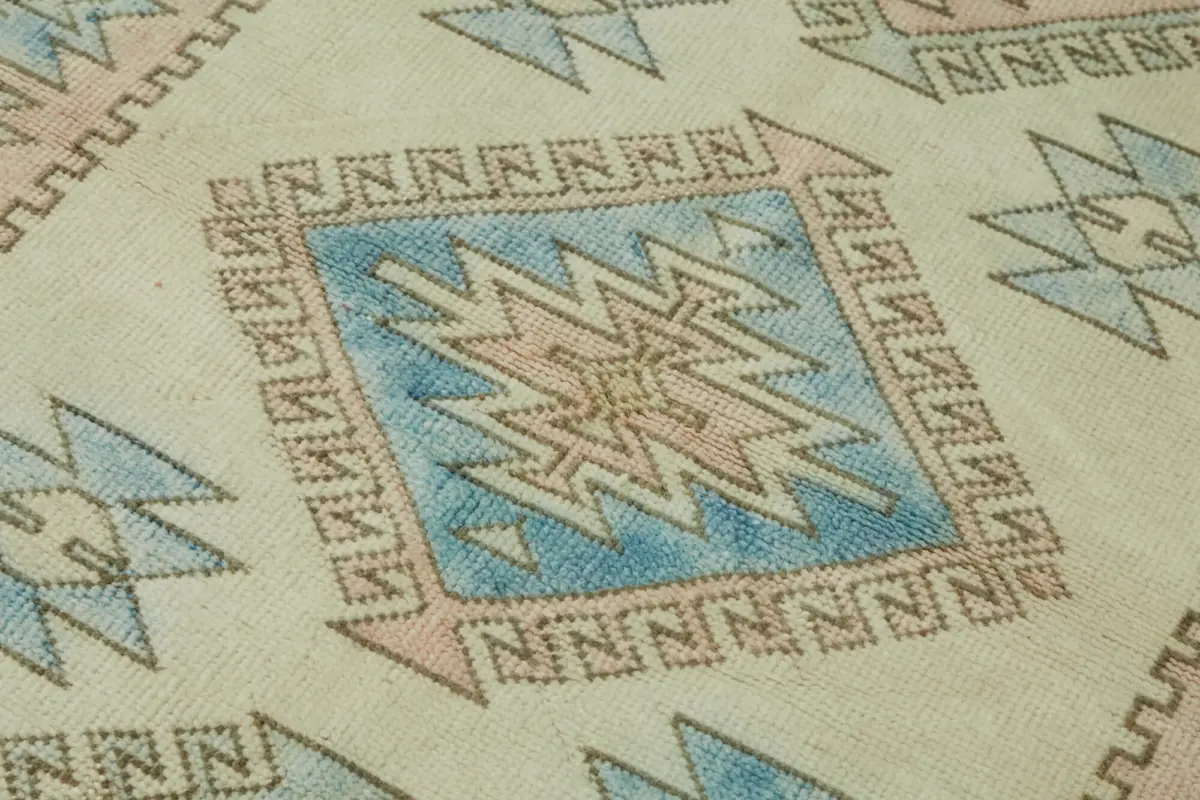 Anadolu Eskitme Bej Pamuk Üzerine Yün El Dokuma Halı-122x210 - Görsel 5