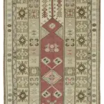 Anadolu Eskitme Bej Pamuk Üzerine Yün El Dokuma Halı-123x229