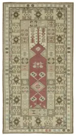 Anadolu Eskitme Bej Pamuk Üzerine Yün El Dokuma Halı-123x229