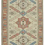 Anadolu Eskitme Bej Pamuk Üzerine Yün El Dokuma Halı-127x188