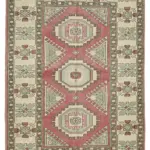 Anadolu Eskitme Bej Pamuk Üzerine Yün El Dokuma Halı-130x183