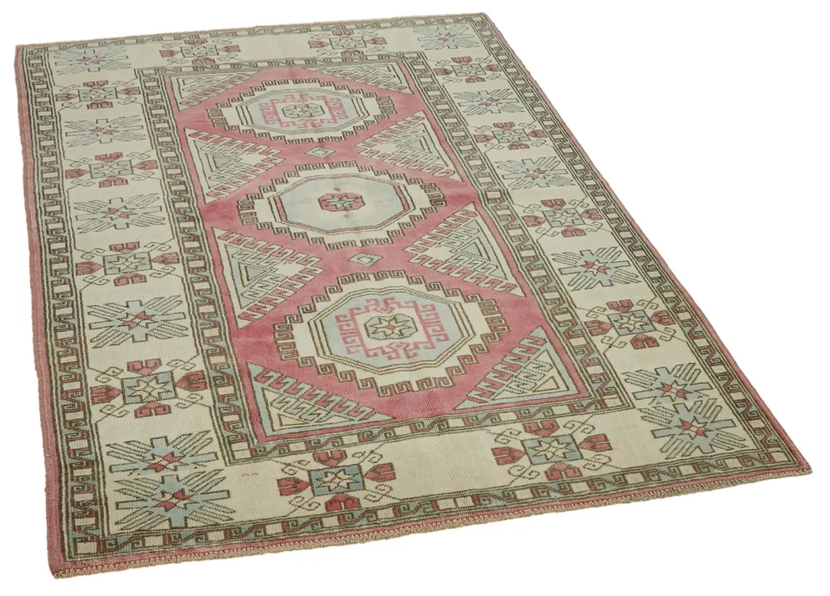 Anadolu Eskitme Bej Pamuk Üzerine Yün El Dokuma Halı-130x183 - Görsel 2