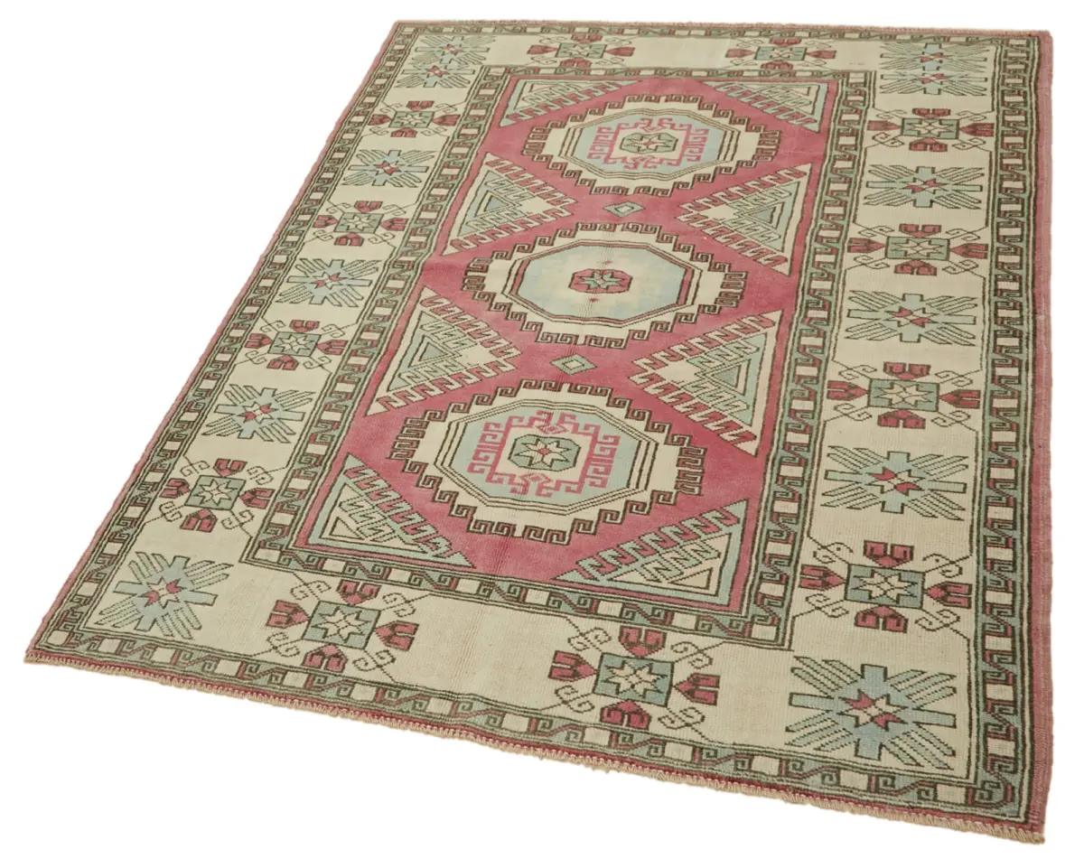 Anadolu Eskitme Bej Pamuk Üzerine Yün El Dokuma Halı-130x183 - Görsel 3