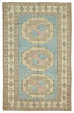 Anadolu Eskitme Bej Pamuk Üzerine Yün El Dokuma Halı-148x228