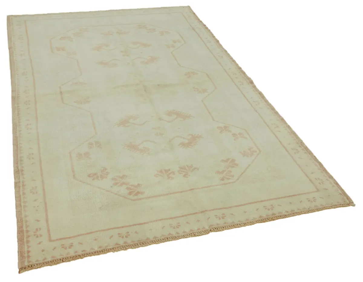 Anadolu Eskitme Bej Pamuk Üzerine Yün El Dokuma Halı-135x211 - Görsel 2