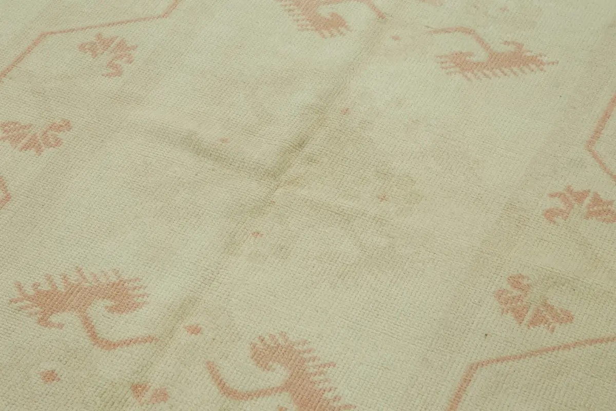 Anadolu Eskitme Bej Pamuk Üzerine Yün El Dokuma Halı-135x211 - Görsel 5