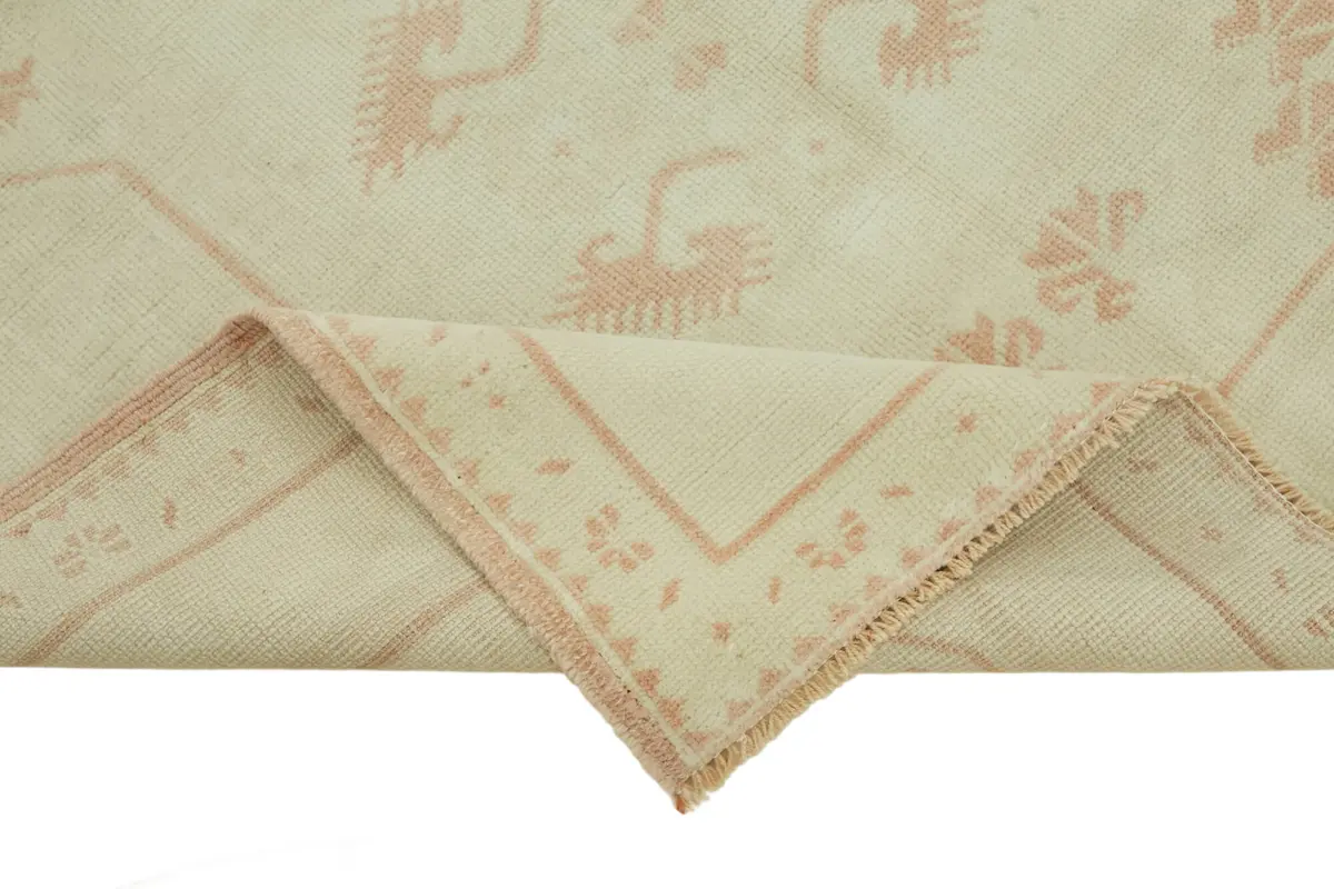 Anadolu Eskitme Bej Pamuk Üzerine Yün El Dokuma Halı-135x211 - Görsel 6