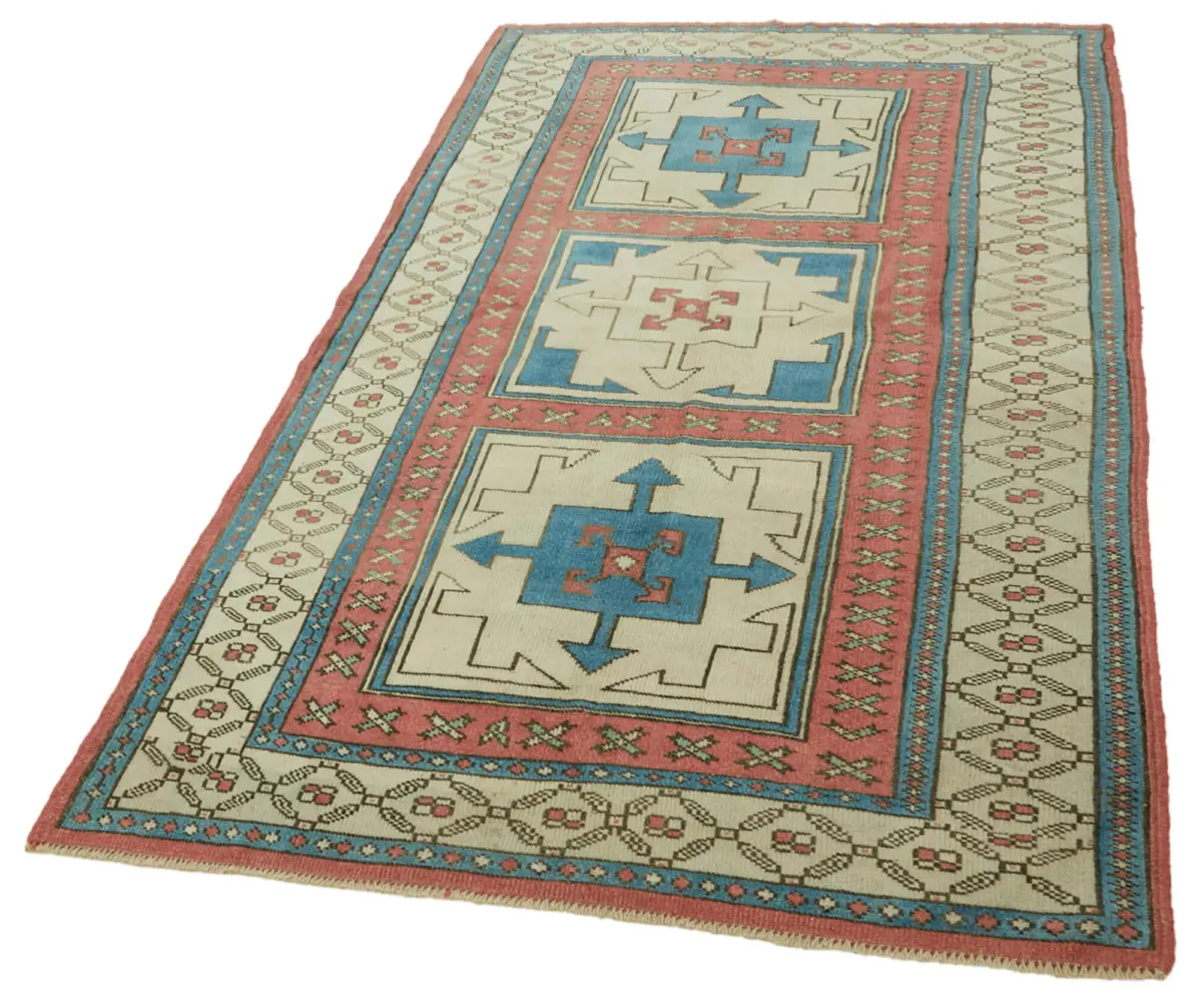 Anadolu Eskitme Bej Pamuk Üzerine Yün El Dokuma Halı-125x208 - Görsel 3