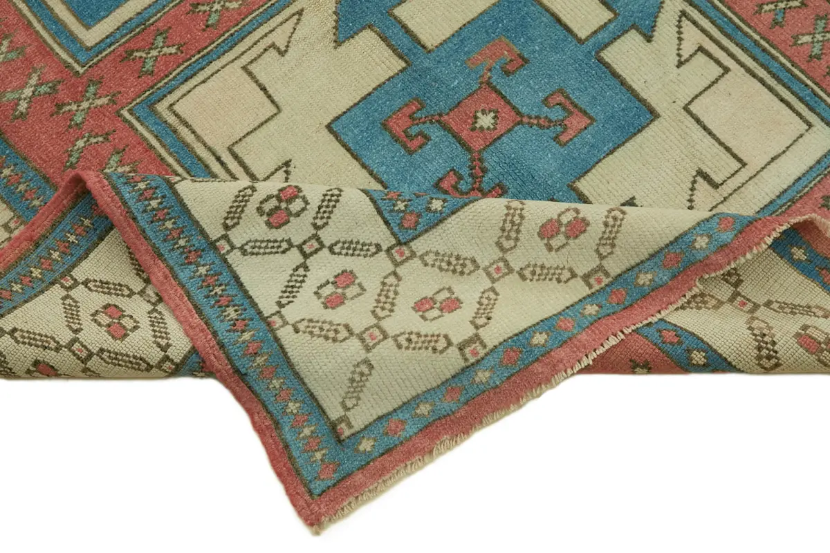 Anadolu Eskitme Bej Pamuk Üzerine Yün El Dokuma Halı-125x208 - Görsel 6