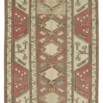 Anadolu Eskitme Bej Pamuk Üzerine Yün El Dokuma Halı-127x225