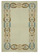 Anadolu Eskitme Bej Pamuk Üzerine Yün El Dokuma Halı-143x195