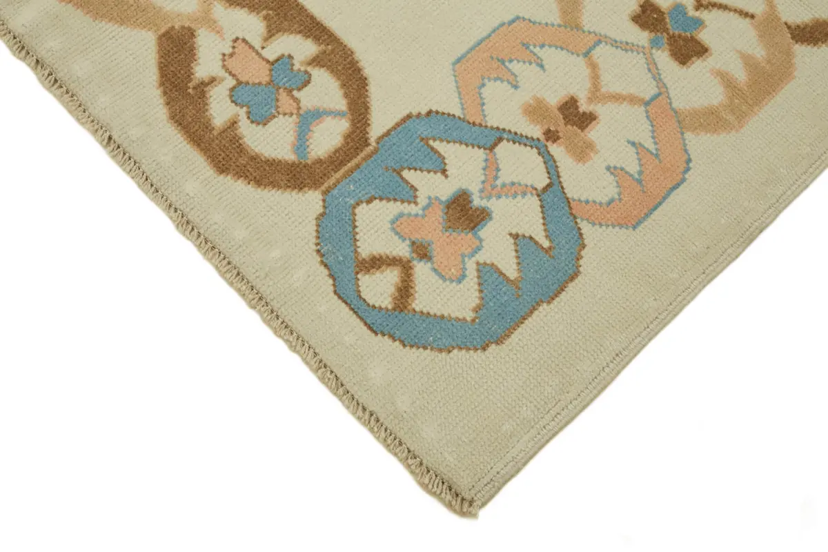 Anadolu Eskitme Bej Pamuk Üzerine Yün El Dokuma Halı-143x195 - Görsel 4