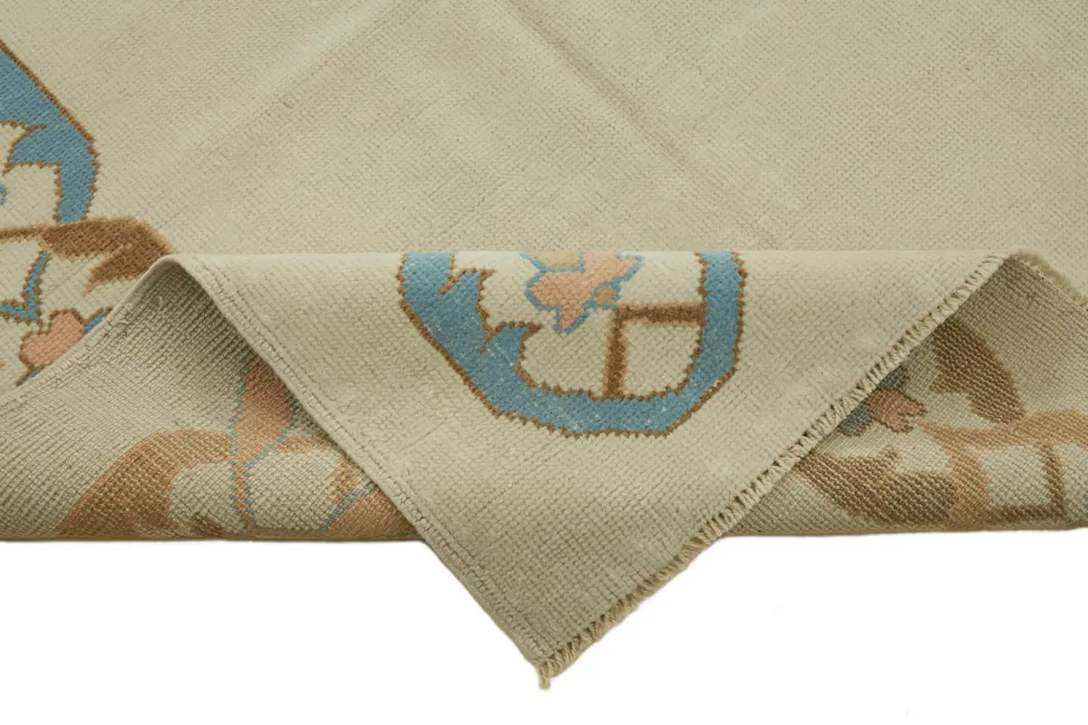 Anadolu Eskitme Bej Pamuk Üzerine Yün El Dokuma Halı-143x195 - Görsel 6