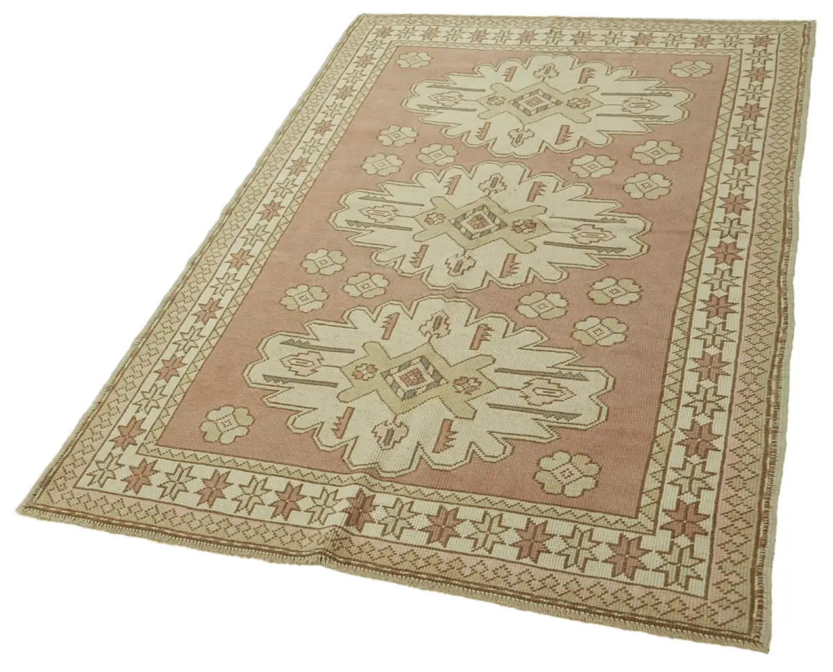 Anadolu Eskitme Bej Pamuk Üzerine Yün El Dokuma Halı-125x197 - Görsel 3