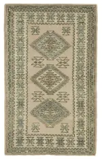 Anadolu Eskitme Bej Pamuk Üzerine Yün El Dokuma Halı-123x199