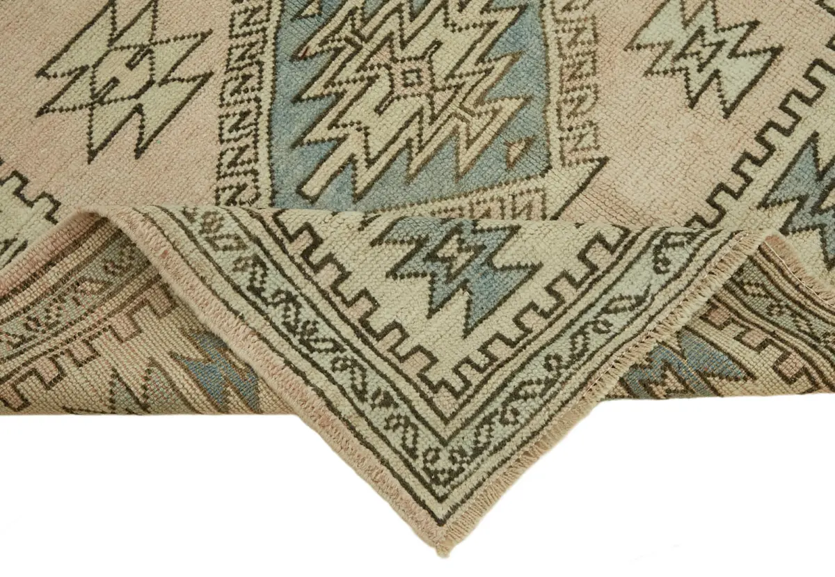 Anadolu Eskitme Bej Pamuk Üzerine Yün El Dokuma Halı-123x199 - Görsel 6