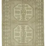 Anadolu Eskitme Bej Pamuk Üzerine Yün El Dokuma Halı-127x180