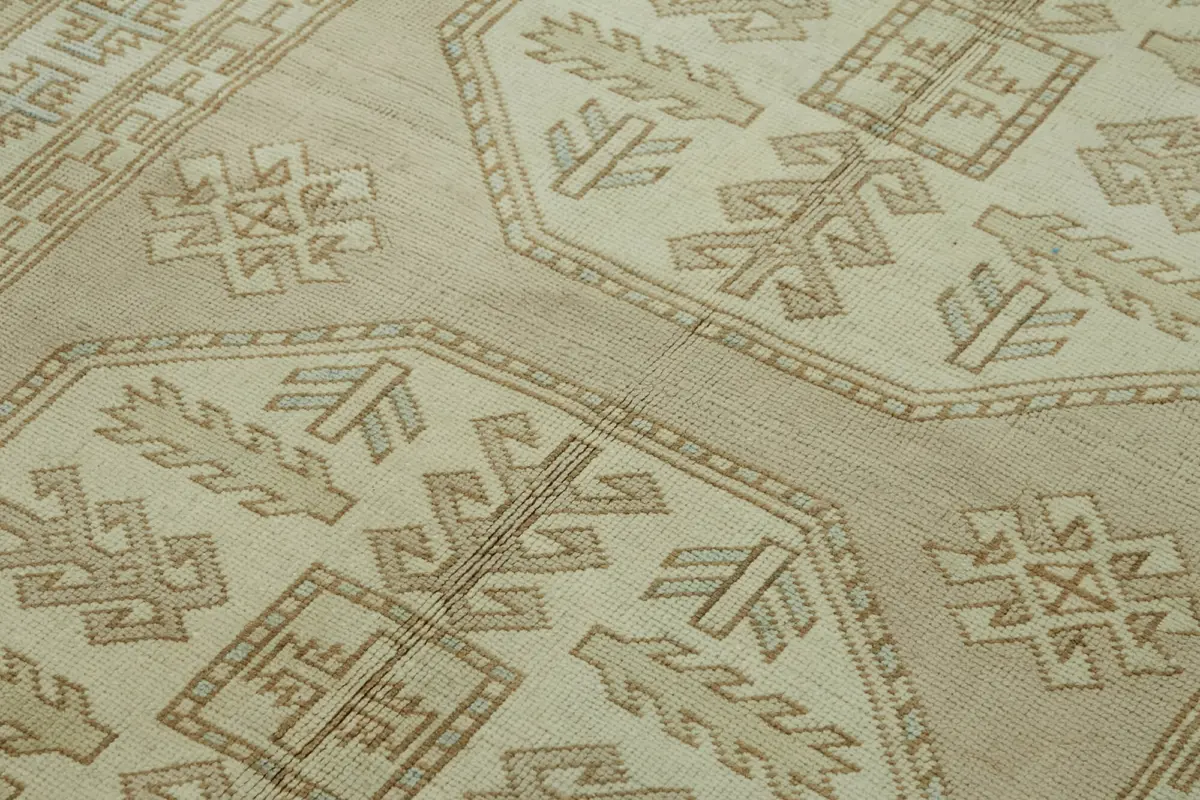 Anadolu Eskitme Bej Pamuk Üzerine Yün El Dokuma Halı-127x180 - Görsel 5