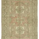 Anadolu Eskitme Bej Pamuk Üzerine Yün El Dokuma Halı-129x177