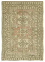 Anadolu Eskitme Bej Pamuk Üzerine Yün El Dokuma Halı-129x177