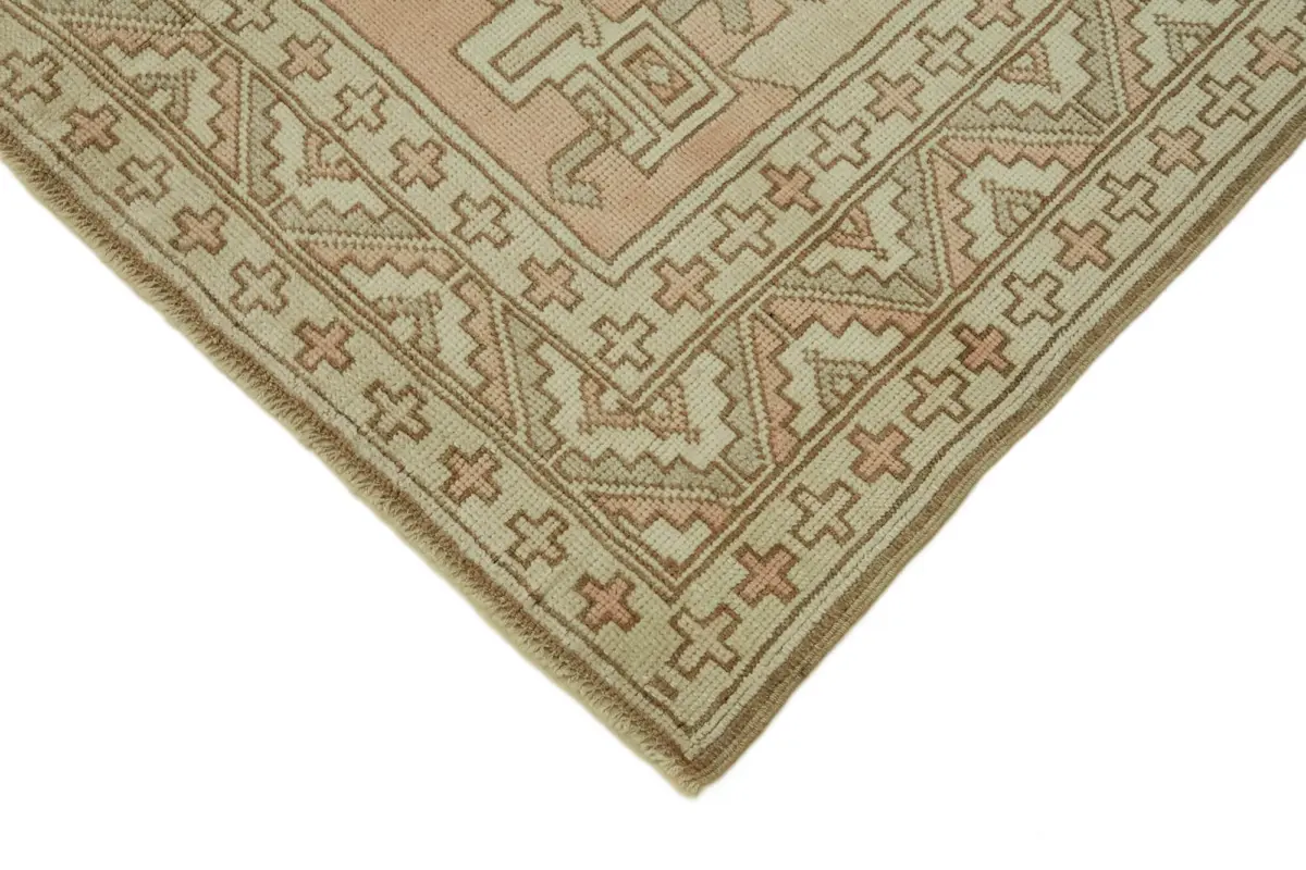 Anadolu Eskitme Bej Pamuk Üzerine Yün El Dokuma Halı-129x177 - Görsel 4