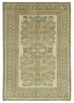 Anadolu Eskitme Bej Pamuk Üzerine Yün El Dokuma Halı-135x188