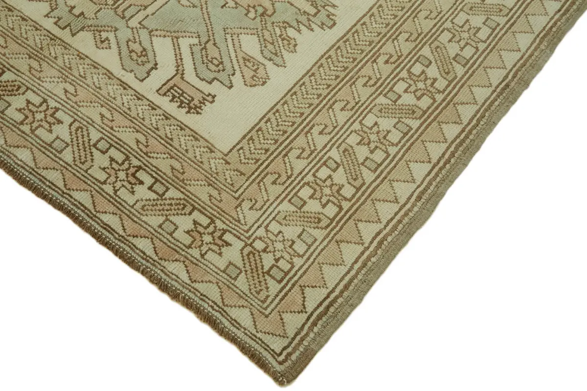 Anadolu Eskitme Bej Pamuk Üzerine Yün El Dokuma Halı-135x188 - Görsel 4