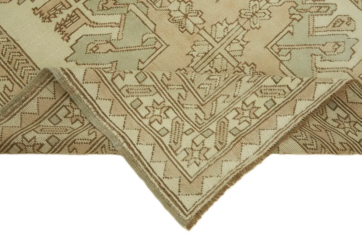 Anadolu Eskitme Bej Pamuk Üzerine Yün El Dokuma Halı-135x188 - Görsel 6