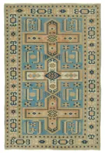 Anadolu Eskitme Bej Pamuk Üzerine Yün El Dokuma Halı-123x189