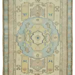 Anadolu Eskitme Bej Pamuk Üzerine Yün El Dokuma Halı-140x191