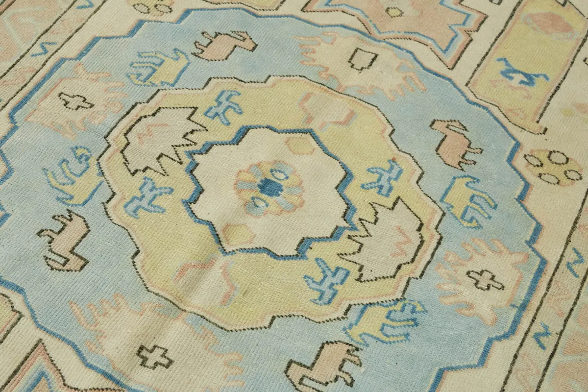 Anadolu Eskitme Bej Pamuk Üzerine Yün El Dokuma Halı-140x191 - Görsel 5