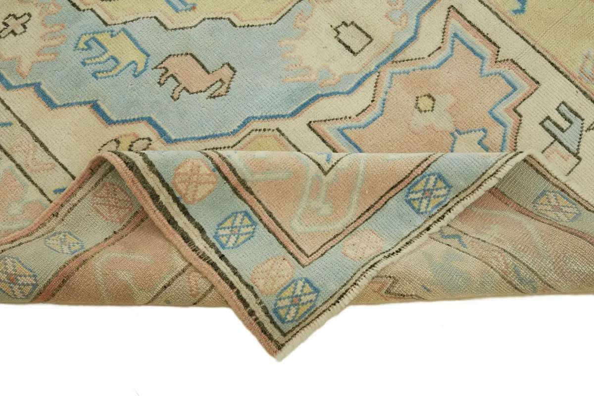 Anadolu Eskitme Bej Pamuk Üzerine Yün El Dokuma Halı-140x191 - Görsel 6